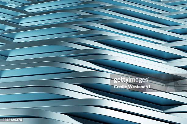 abstract metallic architectural pattern with blue lines and reflection - architecture pattern stock illustrations