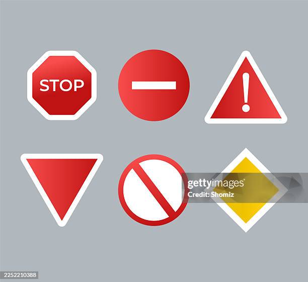 traffic road signs - caution triangle stock illustrations