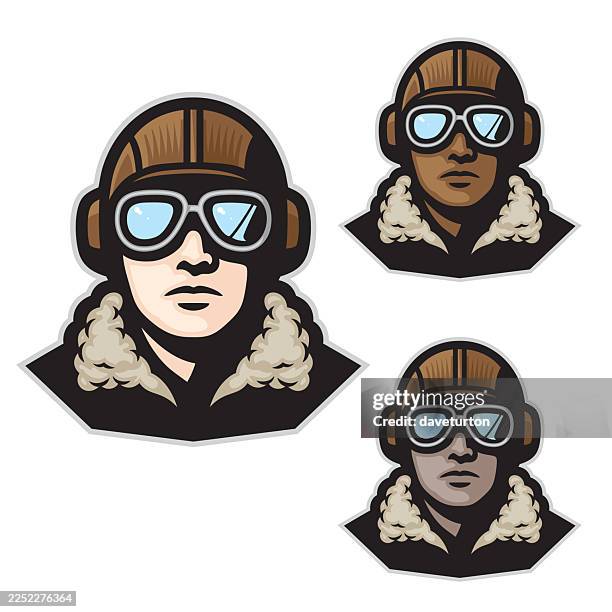traditional vintage pilot - air force pilot stock illustrations