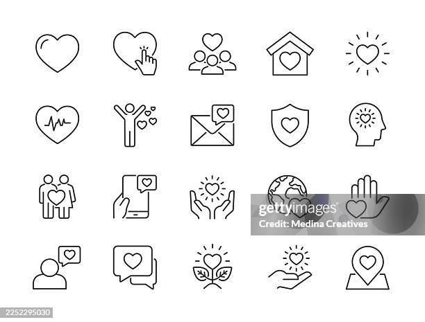 stockillustraties, clipart, cartoons en iconen met love and heart shape icons - editable storke thin line series icon - hart