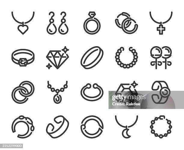 illustrations, cliparts, dessins animés et icônes de bijoux - icônes de lignes audacieuses - bague