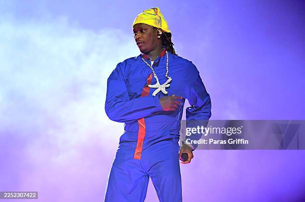 Rapper Young Thug performs onstage during his Hometown Hero: Young Thug & Friends A Benefit concert at State Farm Arena on December 16, 2025 in...