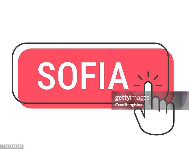 sofia - click button with hand cursor on white background - sofia stock illustrations