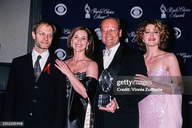 American actor David Hyde Pierce, American actress Peri Gilpin , American actor Kelsey Grammer, and English actress Jane Leeves of the American...