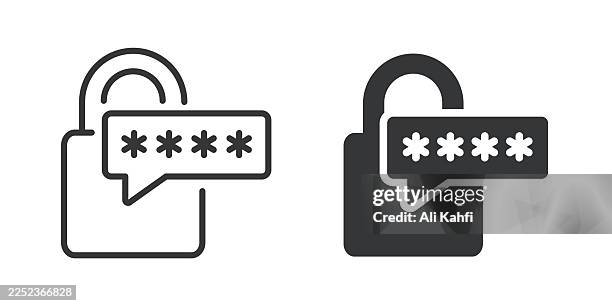 password thin line and glyph solid icon. editable stroke and perfect pixel isolated on transparent background - password stock illustrations