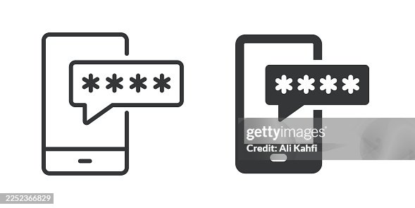 Password thin line and glyph solid icon. Editable stroke and perfect pixel isolated on transparent background Password thin line and glyph solid icon. Editable stroke and perfect pixel isolated on transparent background