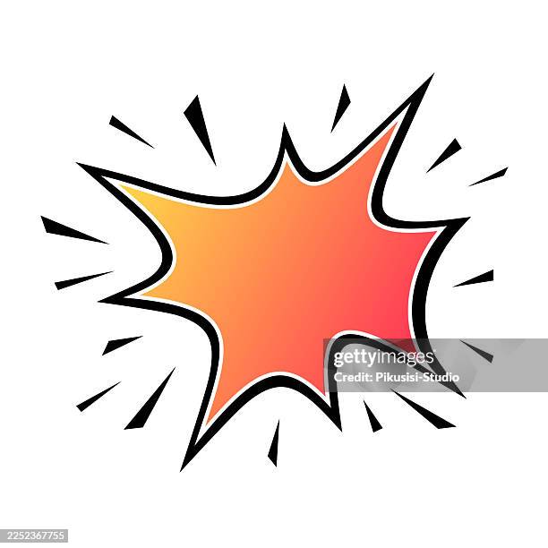 colorful comic book starburst explosion with gradient fill, pop art speech burst shape with orange pink gradient - comic dots background stock illustrations