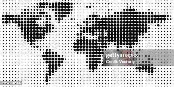 minimalist dotted world map - south stock illustrations
