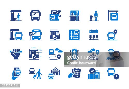 Bus Station Classic Flat Icons Bus Station Classic Flat Icons