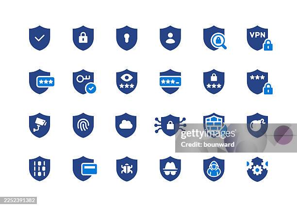 shield data classic flat icons - vpn stock illustrations