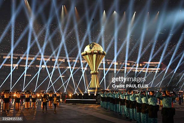 Dancers perform during the opening ceremony of the Africa Cup of Nations , prior to the Group A football match between Morocco and Comoros at Prince...