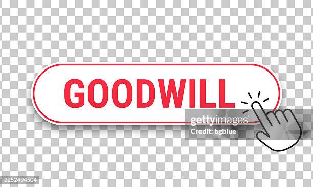 goodwill - 3d click web button with hand cursor on blank background - goodwill ambassador stock illustrations