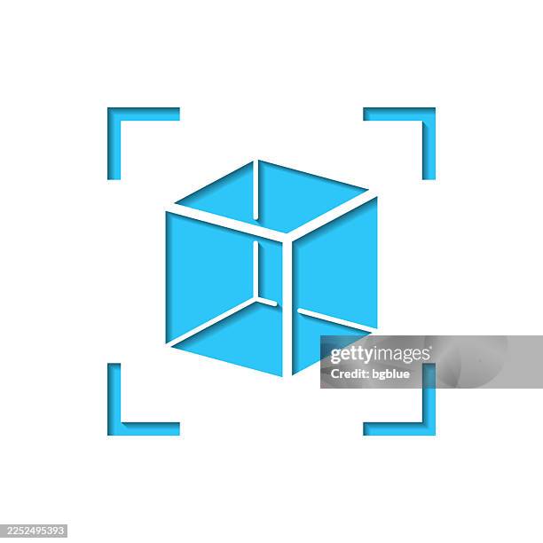 augmented reality. icon cut out on white paper with blue background - camera viewfinder stock illustrations