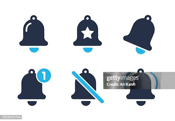 bell glyph solid icons. solid icon that can be applied anywhere, simple, pixel perfect and modern style - notification bell stock illustrations