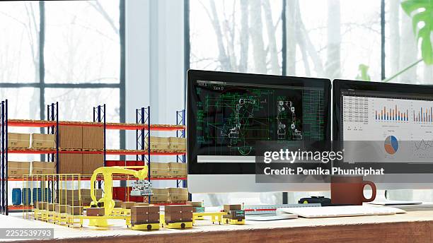 digital twin technology: smart warehouse layout design and logistics planning. - digital twin stock pictures, royalty-free photos & images