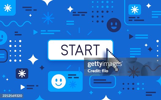 Clicking Start Button Artificial Intelligence Technology Abstract Background Clicking Start Button Artificial Intelligence Technology Abstract Background