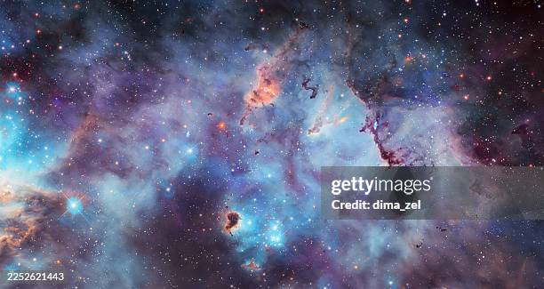 Sky with stars and galaxies. Bright space background. Deep space in the sky. Colorful Universe. Photo collage. Not AI content
