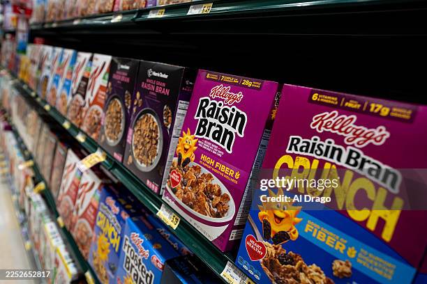 Raisin Bran Kellogg's cereal for sale at a grocery store on December 22, 2025 in Durham, North Carolina.