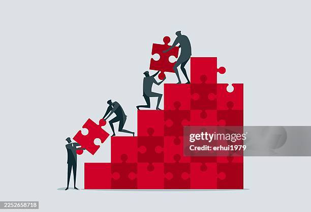 teamwork & building success - businessman stock illustrations