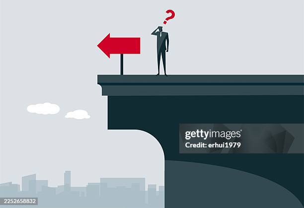 strategic failure and business risk - looking the wrong way stock illustrations
