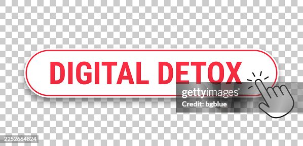 Digital Detox - 3D click web button with hand cursor on blank background Digital Detox - 3D click web button with hand cursor on blank background
