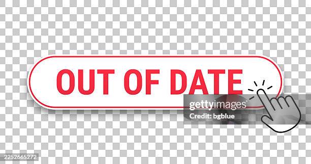 out of date - 3d click web button with hand cursor on blank background - moving boxes outside stock illustrations