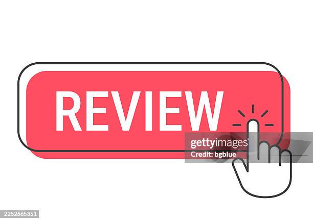review - click button with hand cursor on white background - feedback box stock illustrations