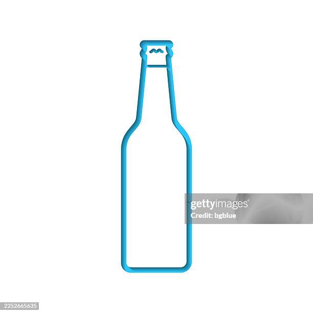 beer bottle. icon cut out on white paper with blue background - cider bottle stock illustrations