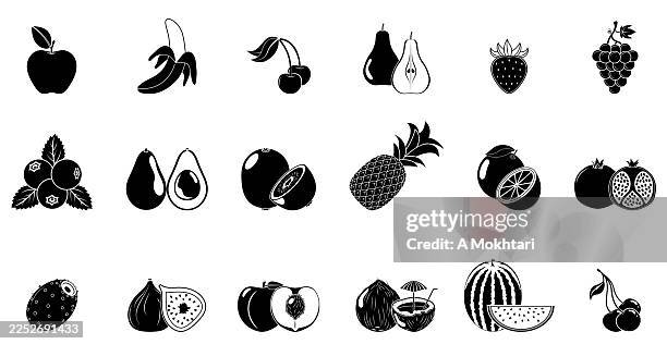 fruit icons. - raspberry stock illustrations
