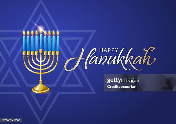 stockillustraties, clipart, cartoons en iconen met happy hanukkah menorah candles - officiële openingen