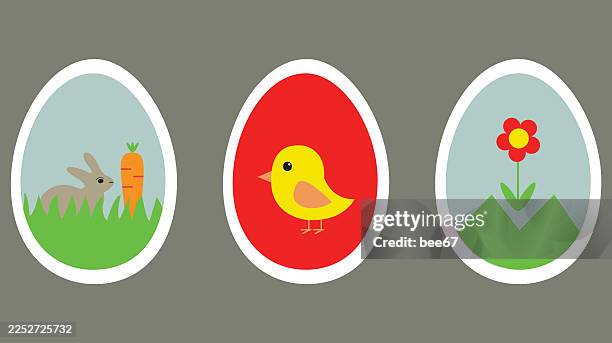 easter egg sticker icon - painted easter eggs stock illustrations