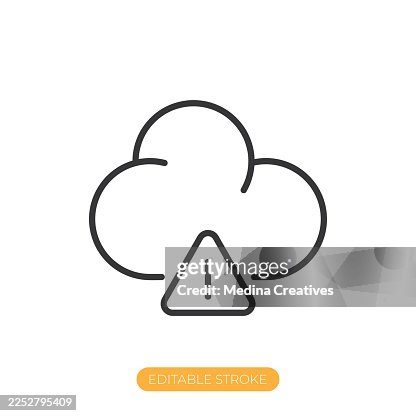 Cloud error icon. Editable stroke thin line icon Cloud error icon. Editable stroke thin line icon