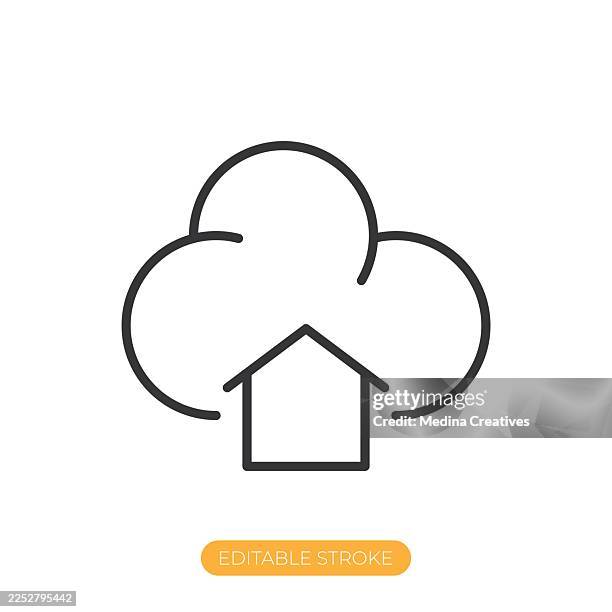 cloud home icon. editable stroke thin line icon - editable stroke cloud security stock illustrations