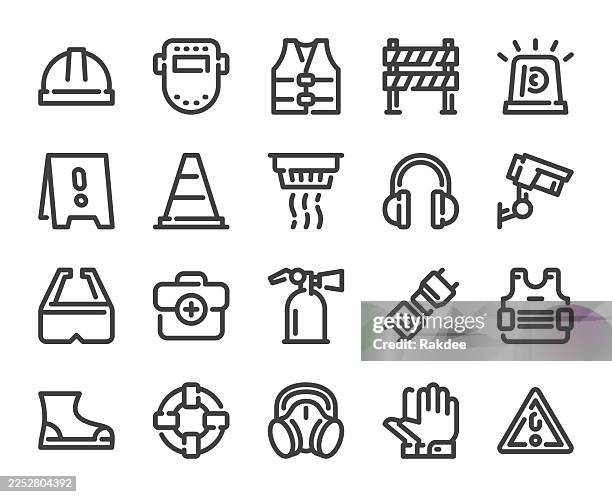 safety equipment - bold line icons - safety equipment stock illustrations