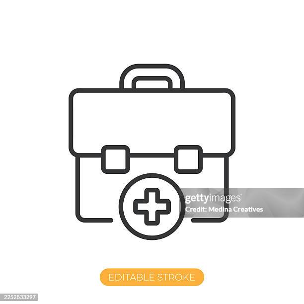 first aid kit icon. editable stroke thin line icon - operating room stock illustrations