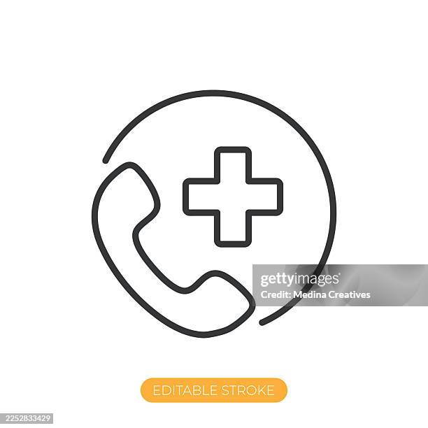 medical emergency call icon. editable stroke thin line icon - operating room stock illustrations