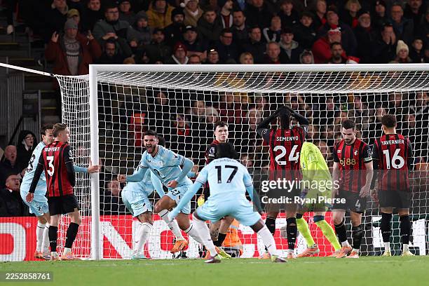 Armando Broja of Burnley celebrates scoring his team's first goal during the Premier League match between Bournemouth and Burnley at Vitality Stadium...