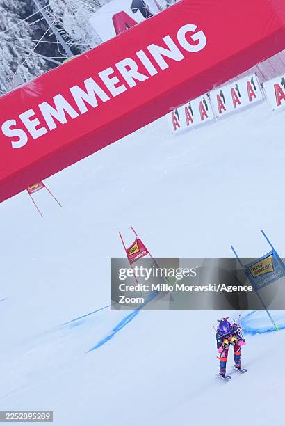 Clara Direz of Team France celebrates during the Audi FIS Alpine Ski World Cup Women's Giant Slalom on December 27, 2025 in Semmering, Austria.