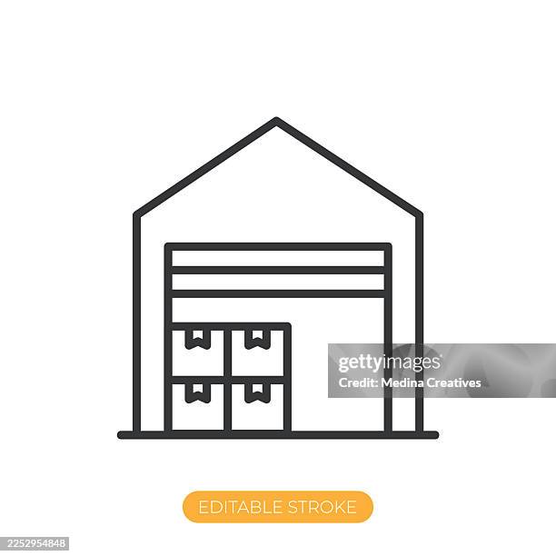 warehouse storage icon. editable stroke thin line icon - parcel tracking stock illustrations