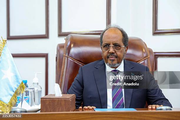Somali President Hassan Sheikh Mohamud makes a speech at the parliament in Mogadishu, Somalia on December 28, 2025.