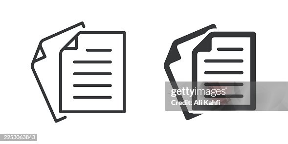 Document thin line and glyph solid icon. Editable stroke and perfect pixel isolated on transparent background Document thin line and glyph solid icon. Editable stroke and perfect pixel isolated on transparent background