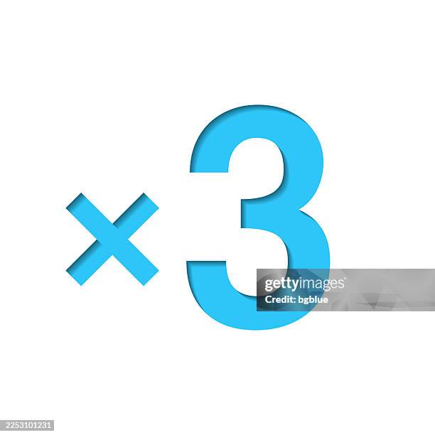 x3, three times. icon cut out on white paper with blue background - three crosses stock illustrations
