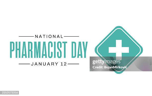 national pharmacist day card, january 12. vector - pharmacy background stock illustrations