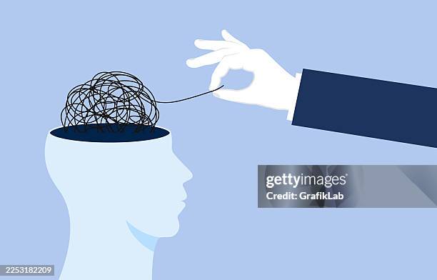 illustration of problem solving and mental clarity symbolized by untangling thoughts - untangling vector stock illustrations