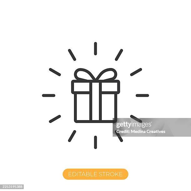 stockillustraties, clipart, cartoons en iconen met special gift icon. editable stroke thin line icon - kado