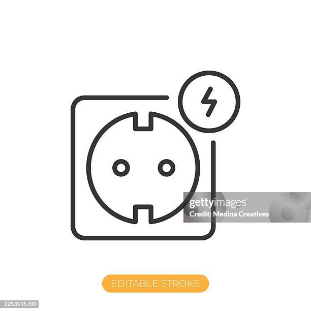 electric socket icon. editable stroke thin line icon - socket set stock illustrations