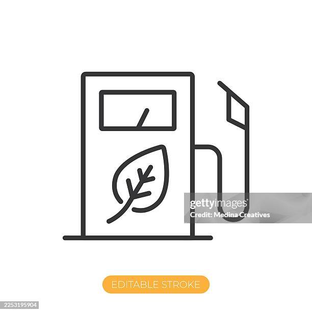 biofuel station icon. editable stroke thin line icon - energy transition stock illustrations