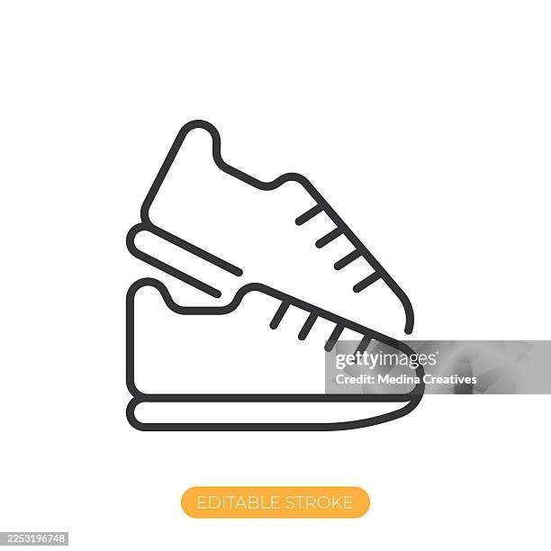 running shoes icon. editable stroke thin line icon - slim box stock illustrations