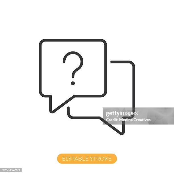 question and answer (q&a) icon. editable stroke thin line icon - qa illustration stock illustrations