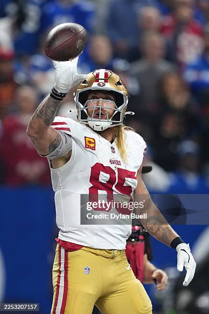 George Roney Indianapolis George Kittle of the San Francisco 49ers celebrates after scoring a ...